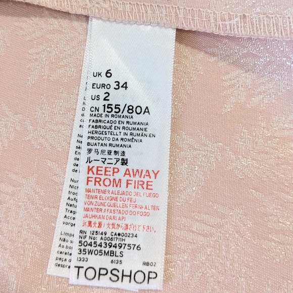 Top Shop Dress Midi Baby Pink Lace Up Corset Satin Jacquard Size 2 - Picture 8 of 17
